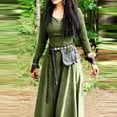 thumbnail image 3 of Efsteb Long Sleeve Dresses for Women Casual Round Neck Solid Long Dress Fashion Vintage Dresses (Green,XXL), 3 of 6