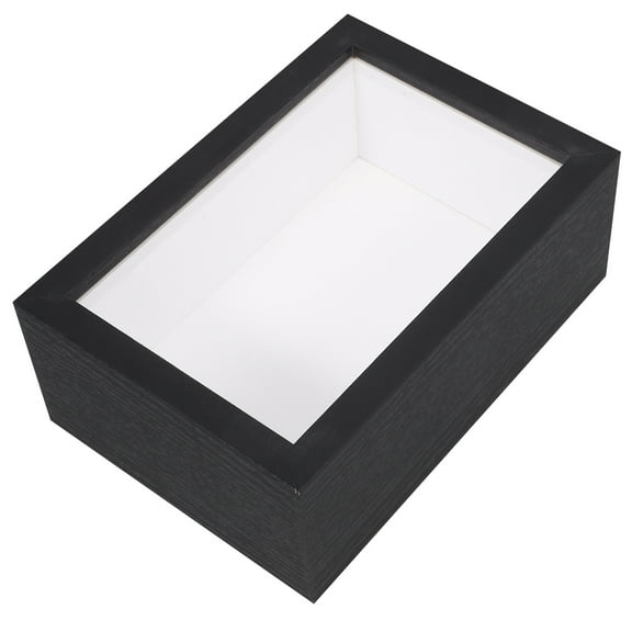 WORGEOUS Black Specimen Display Frame Wooden Memory Box for Keepsakes Dried Flowers Display Frame Glass Window Keepsake Box Rustic Shadow Box