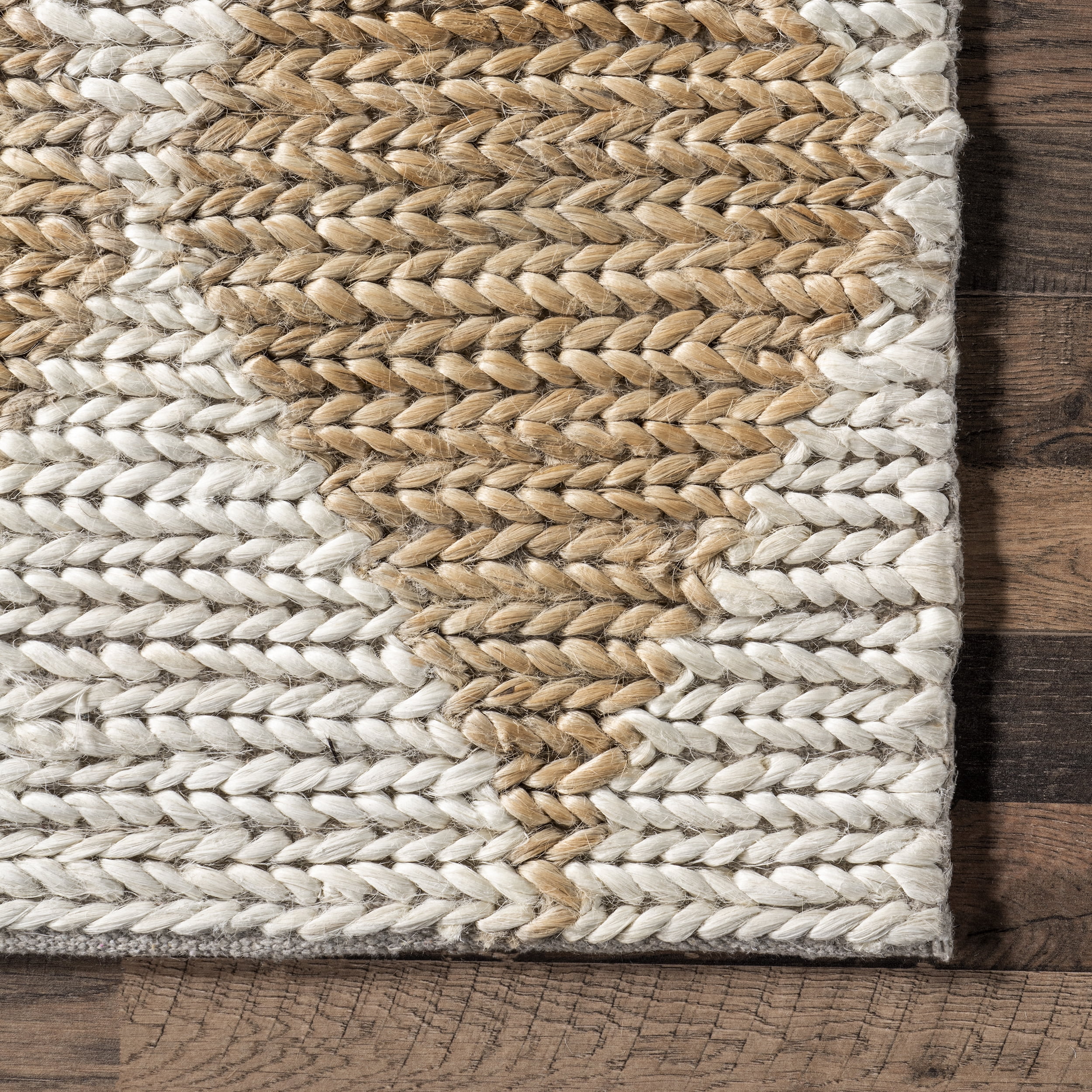 nuLOOM Chaya Diamond Striped Jute Blend Area Rug, 5' x 8', Natural