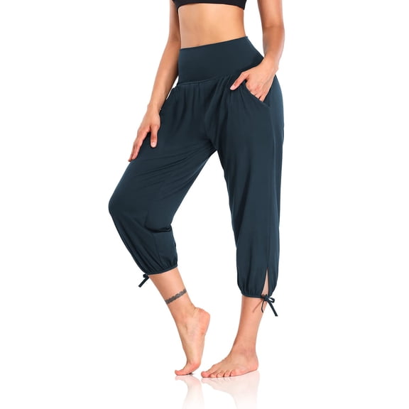 DIBAOLONG Womens Yoga Capri Pants Loose Yoga Pants Comfy Lounge Joggers Pajama Sweatpants with Pockets Navy XL