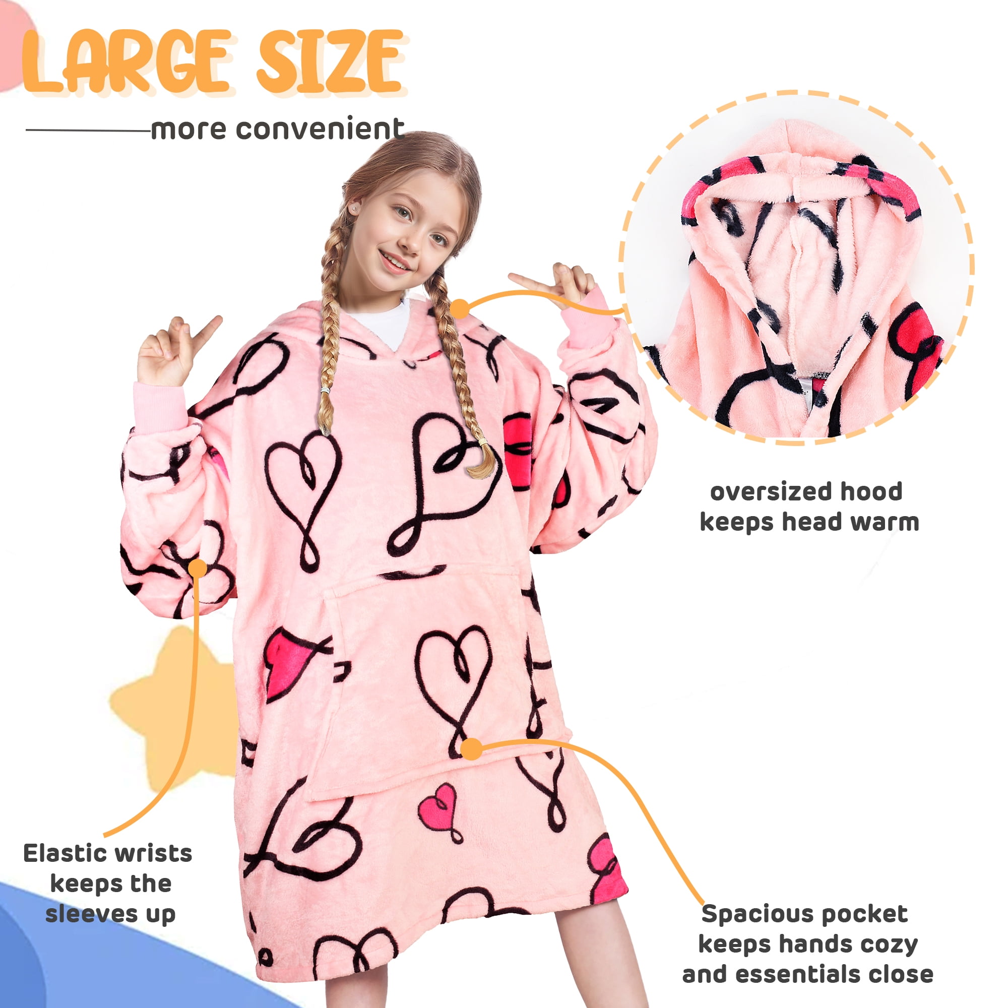 Catalonia Oversized Blanket Hoodie Sweatshirt, Fleece Pullover with Large Front Pocket, Super Soft Warm Comfortable for Teenagers Kids Youth