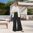 thumbnail image 5 of Beach Pants for Women Wide Leg Boho Pants with Pockets Palazzo High Waisted Vacation Trousers Lace Flowy Summer Outfits, 5 of 7