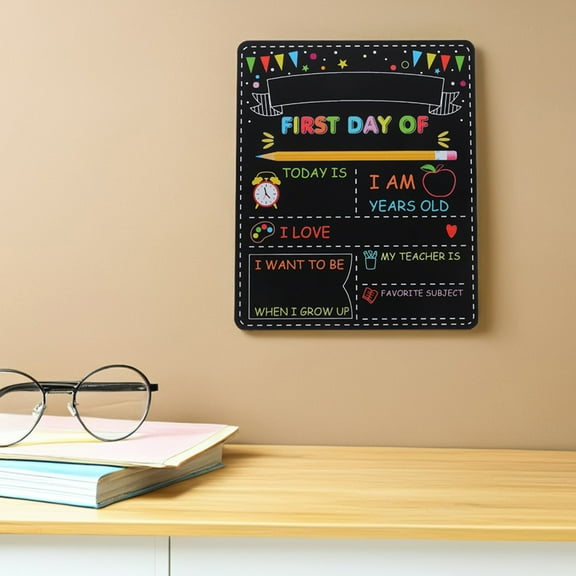 Hemoton 2PCS Double Sided Chalkboard Signs for First Day of School Reusable Kindergarten Elementary School Supplies