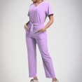 thumbnail image 1 of Soki Scrub Set Women Short Sleeve V-Neck T Shirts Tops Jogger Pants Working Suit, 1 of 6