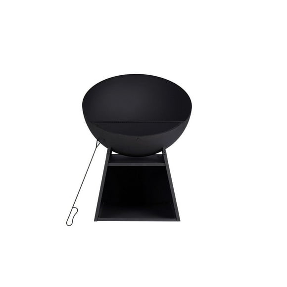 Home Trends 30 Inch Black Steel Wood Burning Firepit 52617, With log storage
