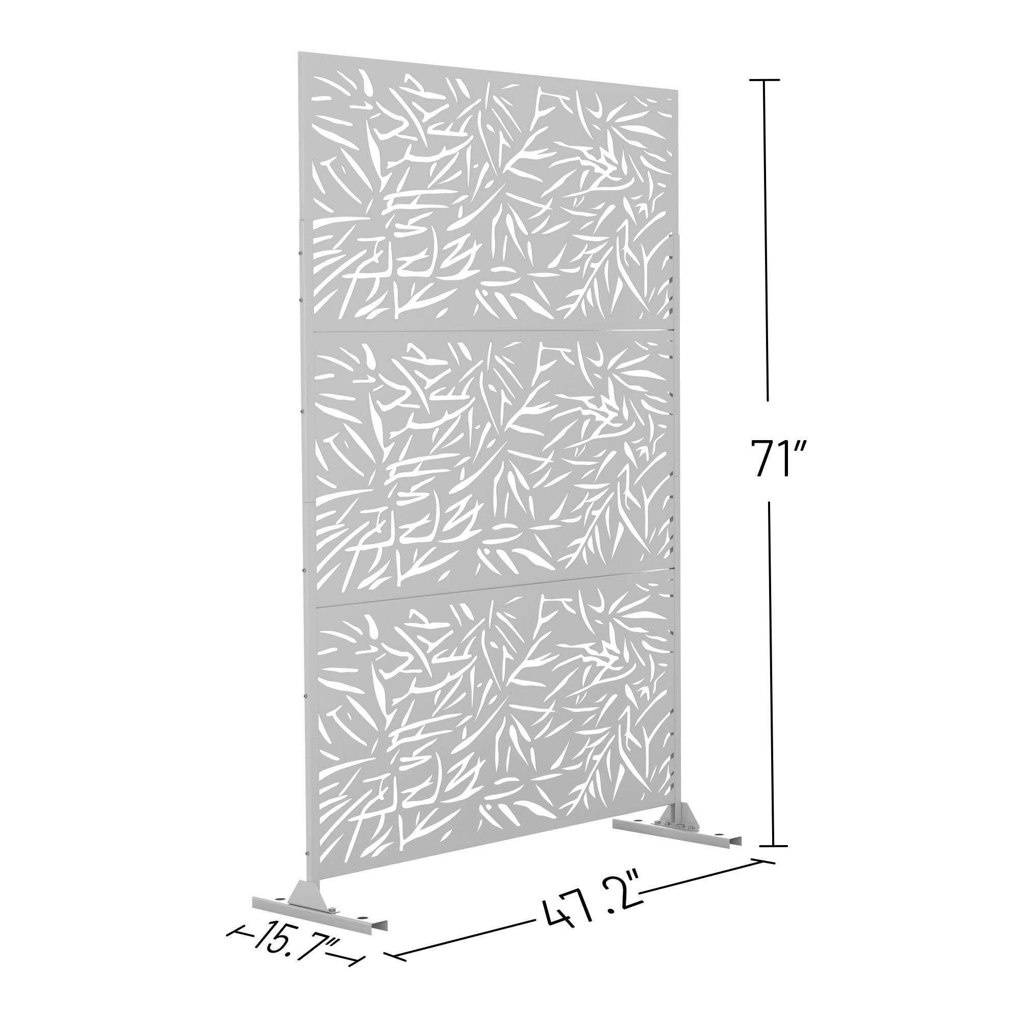 MAYEERTY 72×47" Outdoor White Metal Privacy Panel Screen for Backyard & Garden, Bamboo Leaf Pattern