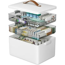 JDNRXO 3-Tier Medicine Organizer, Portable Plastic Storage Organizer Box with Handle for Home, Travel & Family Essentials, Empty First Aid Kit for Home.