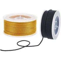 87.5 Yards/80m 2mm Twisted Nylon Cord 3-ply Satin Nylon Trim Cord Macrame Thread Black & Gold