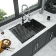 thumbnail image 5 of 33×22 Inches Gunmetal Black 16-Gauge Stainless Steel Kitchen Drop in Single-Basin Top-Mounted Sink Basin, 5 of 8