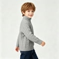 thumbnail image 4 of Lmnyox Sweaters for Kids Plain Long Sleeve Turtleneck Cable Knit Pullover Winter Casual Warm Sweaters, 4 of 8
