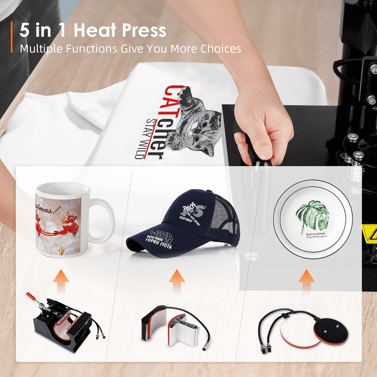  Pro 5 in 1 TUSY Heat Press 15x15 Slide Out, 360 Degree Swing  Away Heat Transfer Press Machine, Digital Industrial Sublimation Heat Press  Machine for T-Shirt/Hat/Mug/Plate : Arts, Crafts & Sewing