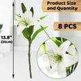 thumbnail image 2 of 8 Pcs Artificial Tiger Lily Real Touch Lily Easter Lily Fake Spring Flowers for Wedding Home Party Easter Decoration Plastic Lily Faux Flowers (White, 8), 2 of 7