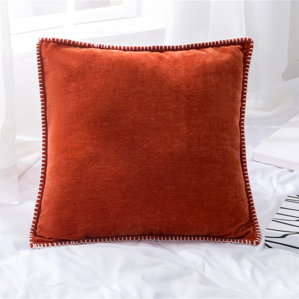 18x18 inches Home Decorative Throw Pillow Covers Throw Pillow Case Square Solid Color Chenille