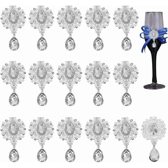 16 Pcs Crystal Rhinestone Marquise for Brooches Making 1x1.89inch Crystal Color Teardrop Shape Alloy Rhinestone Embellishment for Brooch DIY Flower Brooch Pin Set for Women Lady-No Pin