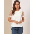 thumbnail image 2 of DARING DIVA Women's Polka Dots Mesh Peter Pan Collar Blouse L White, 2 of 6