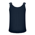 thumbnail image 5 of Staron Summer Tank Tops for Women Boho Chiffon Sleeveless Casual Round Neck Lacing Ruffle Floral Strap Blouse, Navy 3XL, 5 of 7