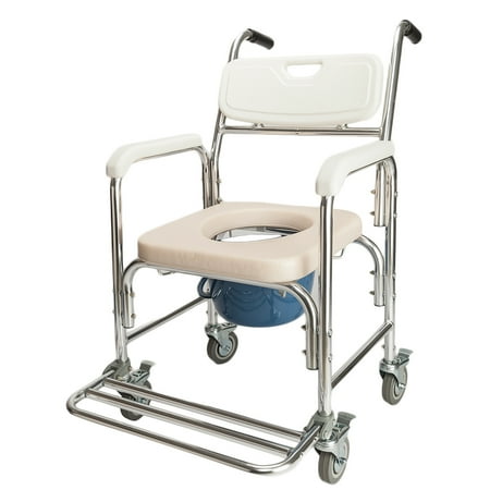 shower chair disabled padded commode elderly removable injured handicap lb rolling capacity seat wheels bath weight