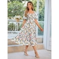 thumbnail image 3 of Amegoya Robe Midi Florale Smockée à Encolure Carrée pour Femmes, Corset à Manches Courtes Fluide, Robe Bohème Fleur TG, 3 of 4