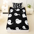 thumbnail image 3 of Homewish Simple Halloween Ghost Twin Sheets,Silhouette Pattern Bedding,Black White,3 Pieces,1 Fitted Sheet and 1 Pillowcase, 3 of 6