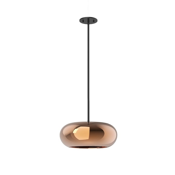PD62014-BK/CP-Kuzco Lighting-Trinity - 21W LED Pendant-6.13 Inches Tall and 14.25 Inches Wide-Black Finish-Copper Glass Color