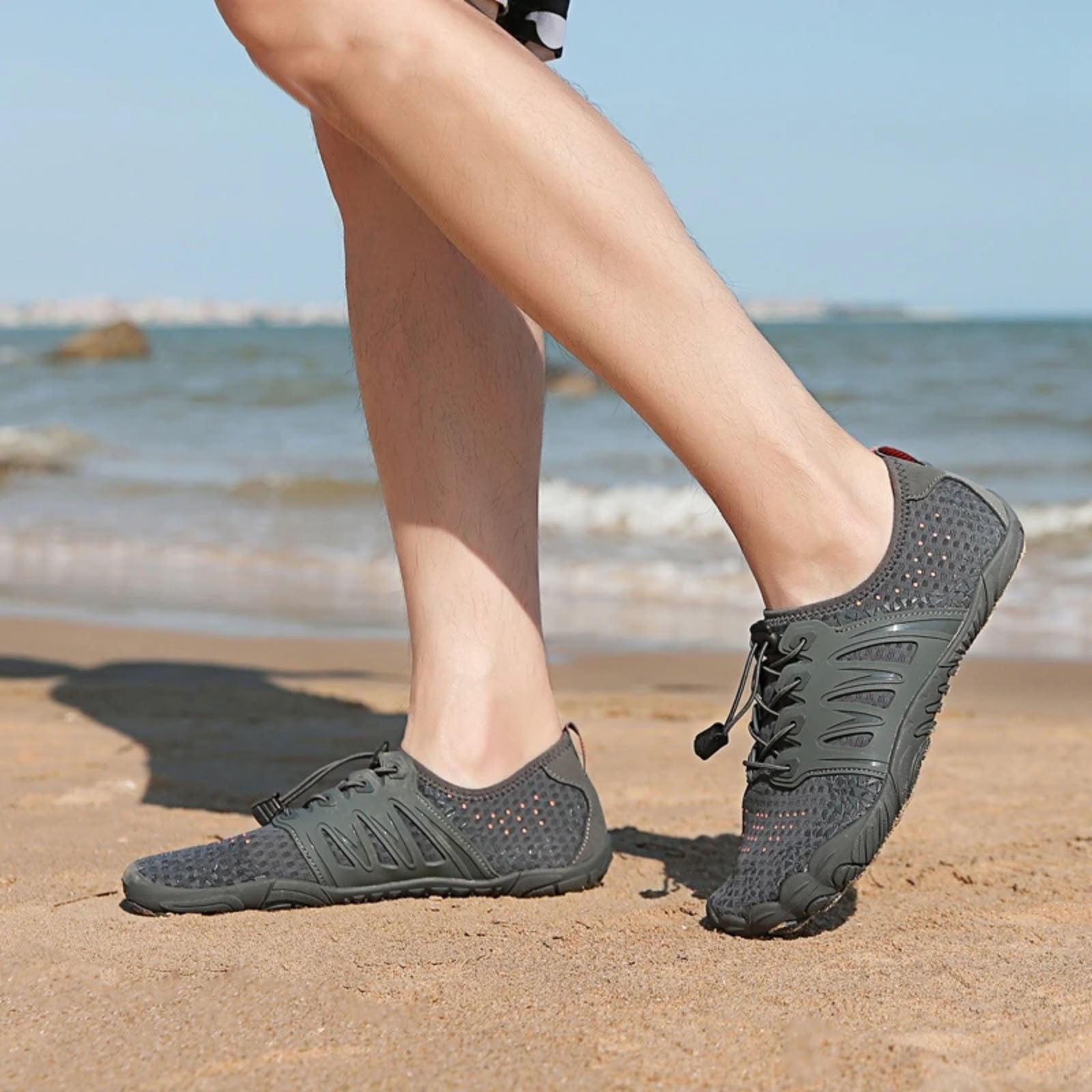Mepaouo Water Shoes for Women Men Breathable Quick-Dry Barefoot Hiking Athletic Surf Pool Swim Shoes