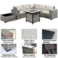 thumbnail image 3 of Ovios 7 Pieces Outdoor Patio Furniture with 30 inch Fire Pit Table All Weather Wicker Sectional Set for Porch, 3 of 6