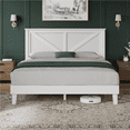 Yaheetech Farmhouse Wood Queen Bed with Headboard, White