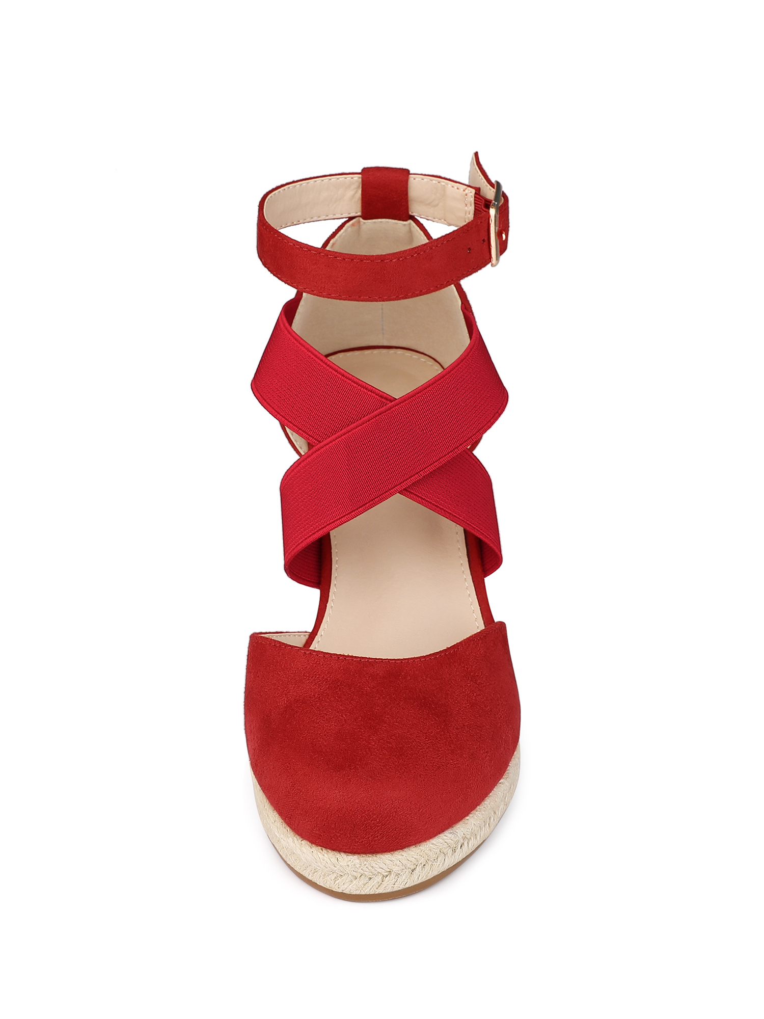 DARING DIVA Women's Espadrilles Closed Toe Wedges Heels Sandals Red 7