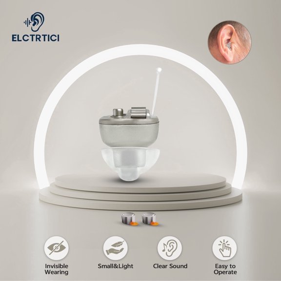 ELCTRTICI Hearing Aids for Seniors, Mini Invisible Hearing Aid with Smart Noise Reduction Clear Sound, Replaceable Battery, VHP-603 Single, Gold