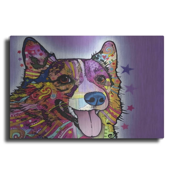 Luxe Metal Art 'Corgi' by Dean Russo, Metal Wall Art, 24"x16"