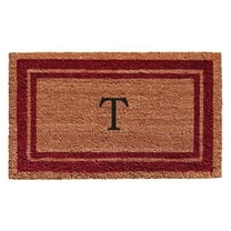 Calloway Mills Burgundy Border 18" x 30" Monogram Outdoor Doormat (Letter T)