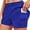 Blue, variant on Athletic Shorts for Women Elastic Waistband with Liner and Pockets Gym Workout Yoga Running Shorts.