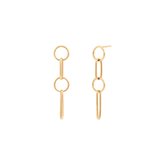Women's Welry Oval Links Drop Earrings in 14kt Yellow Gold