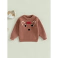 thumbnail image 2 of FEORJGP Little Boy Girl Cozy Knit Sweaters 6M 9M 12M 18M 2T 3T Toddler Baby Long Sleeve Pullovers Deer Embroidery Sweatshirts 3D Bow Crew Neck Tops ChWarm Comfy Daily Clothes for Fall Winter, 2 of 8