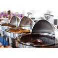 thumbnail image 3 of Tiger Chef Chafing Dish Buffet Set - 6 Quart Food Warmer Stainless Steel - Round Roll Top Chafer - Chafing Dish Set with Serving Tong and 2 Chafing Dish Fuel Gels, 3 of 5