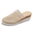 thumbnail image 5 of CYMMPU Women's Hollow Mesh Mule Wedge Sandals, Breathable Closed Toe Espadrille Platform Slip On Shoes, Spring Summer Casual Walking Footwear Beige 37, 5 of 9