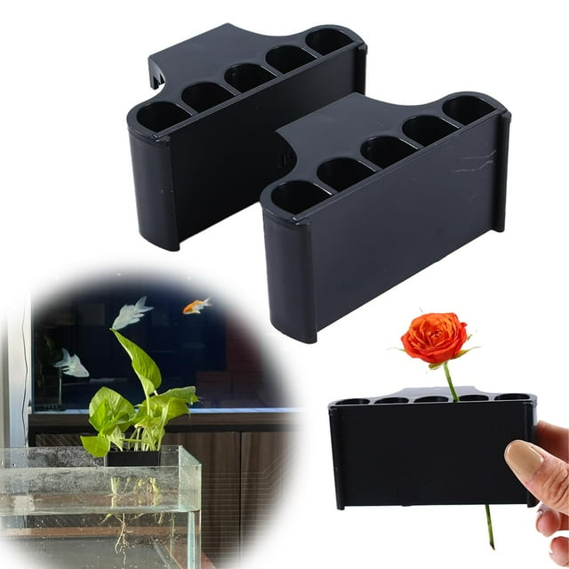 2 soportes para plantas de acuario para tanque, soporte para plantas para pecera, taza de plástico para plantas acuáticas para colgar en la parte superior, adecuado para peceras Aquaponi