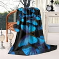 thumbnail image 2 of Black Blue Butterfly Pattern Blanket,Comfortable Soft Lamb Wool Throw Blanket,All Season,Warm Lightweight Blankets for Sofa Bed Couch Living Room Chair,40"x50", 2 of 4