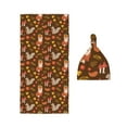 Honeii Autumn Thanksgiving Print Swaddle Blanket and Hat Set Newborn