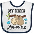 thumbnail image 3 of Inktastic My Nana Loves Me with Sloth and Hearts Boys or Girls Baby Bib, 3 of 4