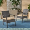 thumbnail image 3 of GDF Studio Kilburn Outdoor Wicker Club Chairs with Cushion, Set of 2, Brown and Tan, 3 of 6