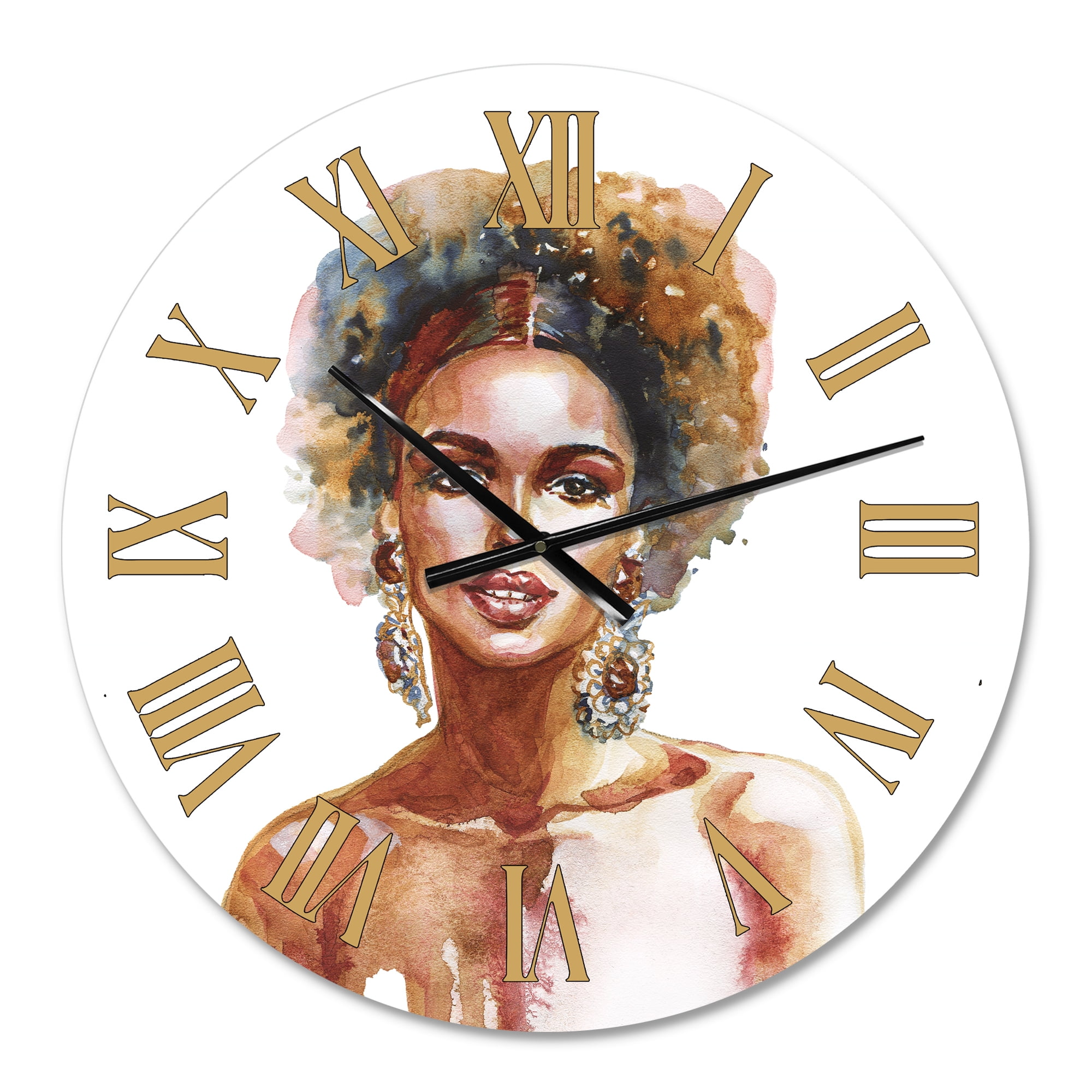Designart 'Portrait Of African American Woman V' Modern Wall Clock