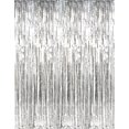 thumbnail image 1 of Cortinas con flecos de oropel metálico de 91 cm x 30 cm para fondo de fotos de fiestas y decoración de bodas (plateadas, 5 unidades), 1 of 5