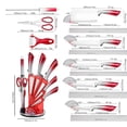 thumbnail image 2 of MDHAND 9-Piece Red Gradient Handle Knife Set, 5 Stainless Steel Knives with Block, Sharpening Rod, Scissors and Peeler, for Home Kitchen, 2 of 8