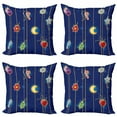 thumbnail image 1 of Ambesonne Christmas Throw Pillow Cover 4 Pack, Xmas Objects Art, 18", Multicolor, 1 of 2
