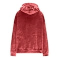 thumbnail image 5 of Women's Oversized Bear Ears Hoodie, Double-Sided Fleece Pullover with Pockets & Eye Visor, Cozy Winter Loungewear, Fuzzy Sweatshirt, Cute Animal Hoodie Red XL, 5 of 6