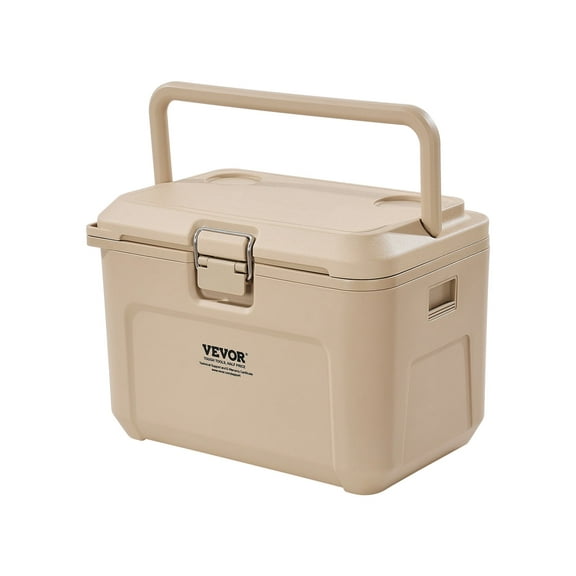 VEVOR Portable Cooler, 16.5 QT Hard Cooler with Ice Retention, Heavy-Duty Handles and Cup Holder, Lightweight Rigid Material Insulated Portable Cooler, Suitable for Family Picnics and Short Trips