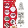 Pencil Christmas Tree,6ft Artificial PreLit Flocked Christmas Tree