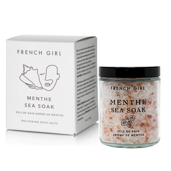 Sales de baño de menta French Girl - Sal de Epsom calmante para remojar Mezcla aromaterapéutica de sal del Mar Muerto para músculos doloridos Desintoxicación y relajación Limpio Vegano y libre de crue