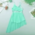 thumbnail image 2 of Raenseen Children Girls Sleeveless Lyrical Ballet Modern Jazz Dance Dress Kids High-Low Gymnastics Light Green XL, 2 of 8